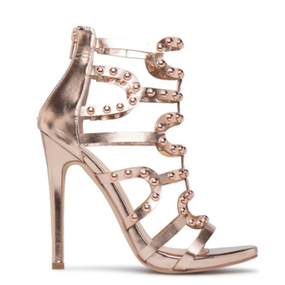 Rose Gold Studded Stiletto Sandal - Picture 2 of 5